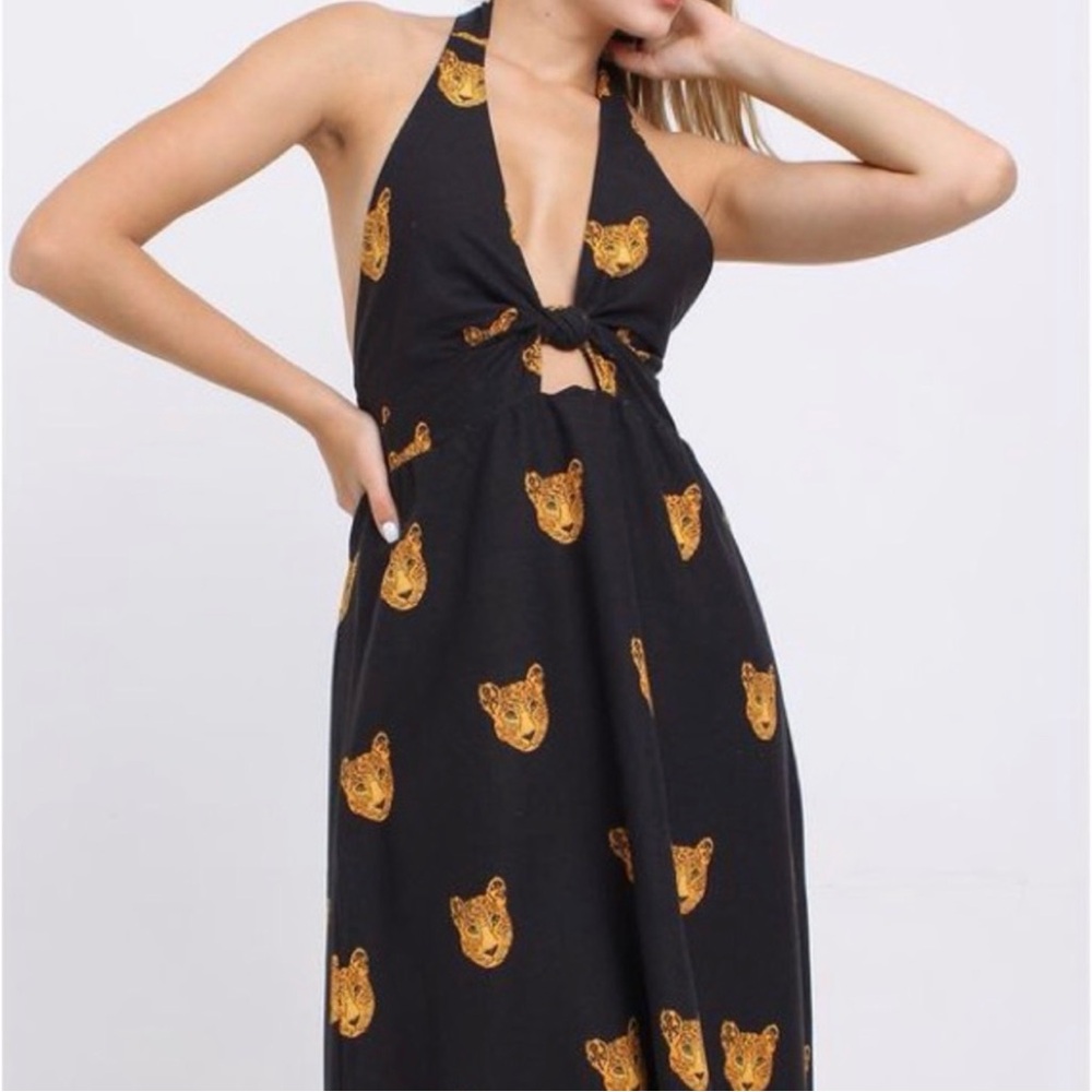 NWT Farm Baby Rio Cheetah Halter Neck Maxi Dress - Picture 8 of 9